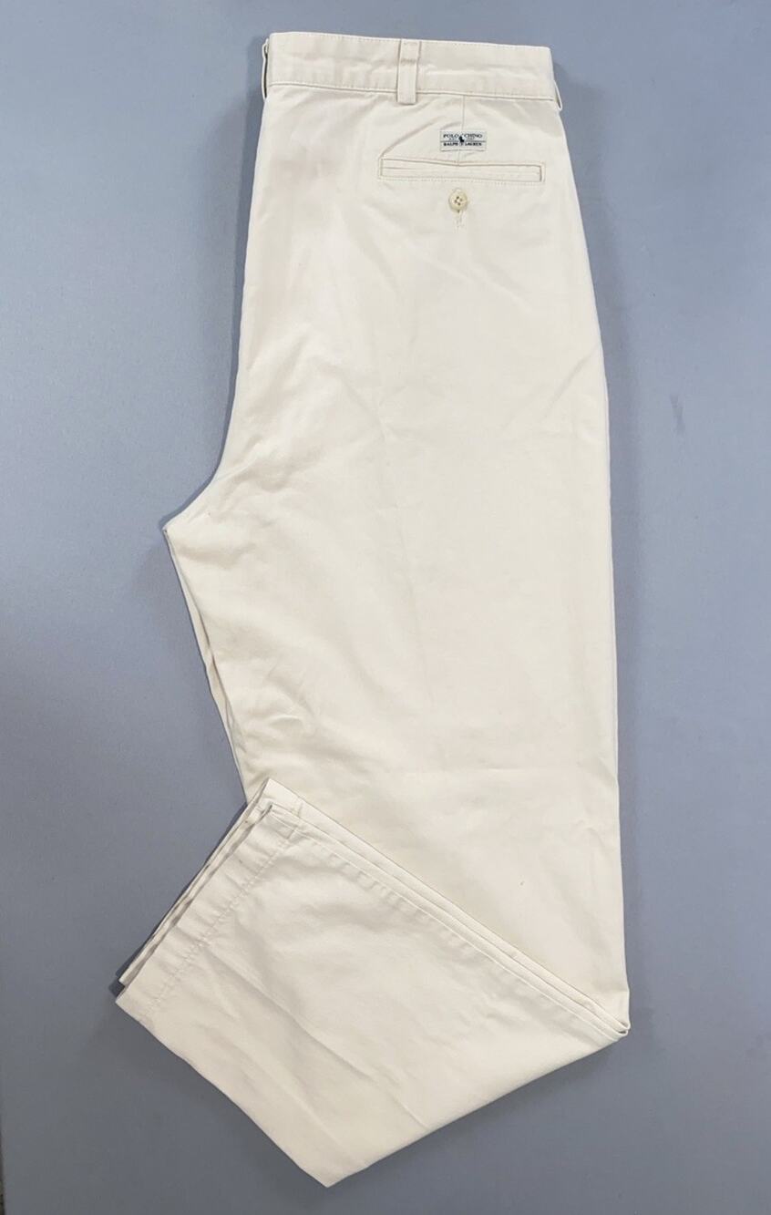 Ralph Lauren Polo Vintage Pleated Andrew Chino Pants. Ivory, Men's Actual 36X33.
